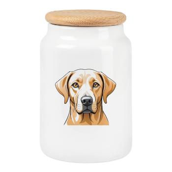 Labrador Kopfbild Illustration - Keksdose mit Holzdeckel - Weiß - Vorne