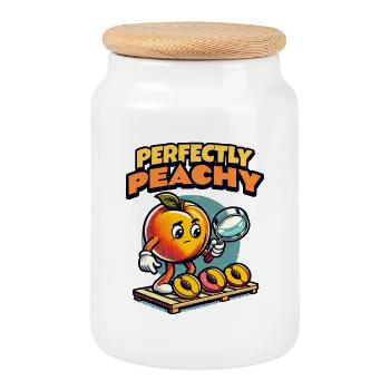 Peach Gift Perfectly Peachy Gift - Cookie Jar with Wooden Lid - white - Front