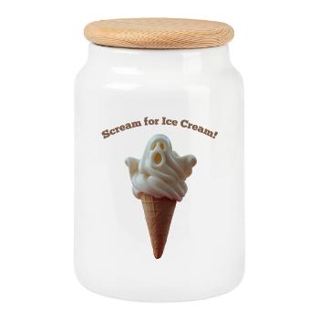 Cri pour IceCream Ghost - Boîte à biscuits avec couvercle en bois - blanc - Devant