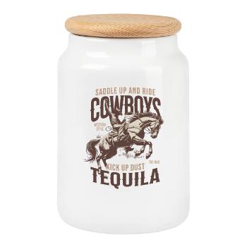  Vintage Cowboys and Tequila Shirt Retro Western - Keksdose mit Holzdeckel - Weiß - Vorne