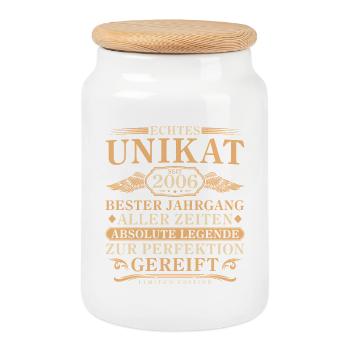 2006 Jahrgang geboren Vintage 20 Jahre - Keksdose mit Holzdeckel - Weiß - Vorne