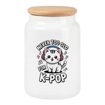 K-Pop Funny Korea Music - Cookie Jar with Wooden Lid - white - Front