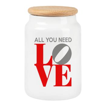 All You Need Is Love Pop Art - Keksdose mit Holzdeckel - Weiß - Vorne