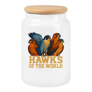 Faucons du monde Fauconnerie Observation des oiseaux - Boîte à biscuits avec couvercle en bois - blanc - Devant