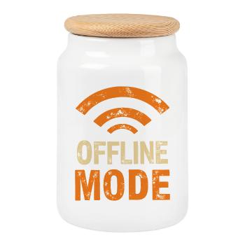 Endlich im Funkloch – Offline-Modus - Keksdose mit Holzdeckel - Weiß - Vorne