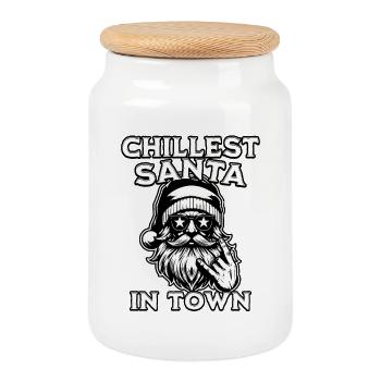 Idée de cadeau du Père Noël pour une ambiance festive - Boîte à biscuits avec couvercle en bois - blanc - Devant