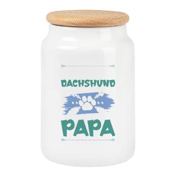 dackel dachshund hunde papa - Keksdose mit Holzdeckel - Weiß - Vorne