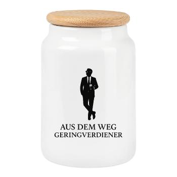Aus dem Weg Geringverdiener - Keksdose mit Holzdeckel - Weiß - Vorne