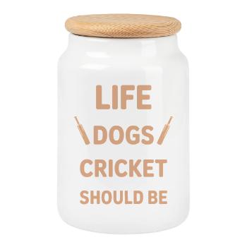 Cricket Dire Chiens Drôle Cricket Cadeau - Boîte à biscuits avec couvercle en bois - blanc - Devant