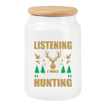 Hunter Gifts Hunting Hunting Hunter Exam - Cookie Jar with Wooden Lid - white - Front