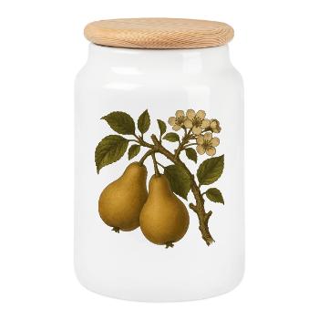 Illustration de poire botanique vintage - Boîte à biscuits avec couvercle en bois - blanc - Devant