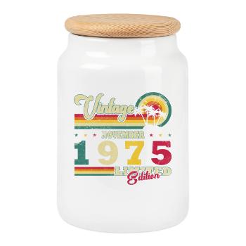 November 1975 Jubilee 1975 November 1975 - Cookie Jar with Wooden Lid - white - Front