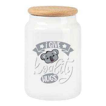 Koala Umarmungen  - Keksdose mit Holzdeckel - Weiß - Vorne