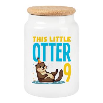 Dieser Otter ist 9 - süßes Geburtstagsmotiv - Keksdose mit Holzdeckel - Weiß - Vorne