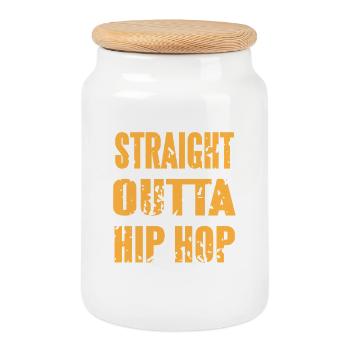 Straight Outta Beat Culture Lyric Power - Boîte à biscuits avec couvercle en bois - blanc - Devant