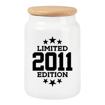 LIMITED EDITION 2011 15. GEBURTSTAG - Keksdose mit Holzdeckel - Weiß - Vorne