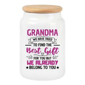 Mignonne grand-mère disant grand-mère amour - Boîte à biscuits avec couvercle en bois - blanc - Devant