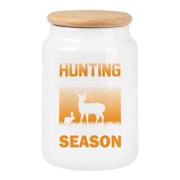 Cadeau de chasseur Chasse Examen de chasseur - Boîte à biscuits avec couvercle en bois - blanc - Devant