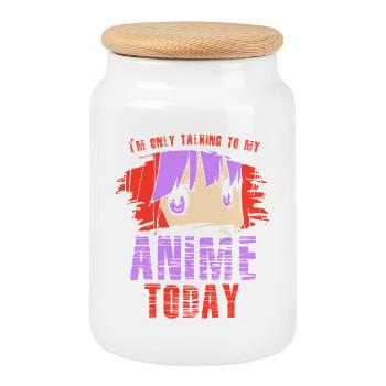 Anime Manga Otaku Kawaii Japan Cosplay Comic - Cookie Jar with Wooden Lid - white - Front
