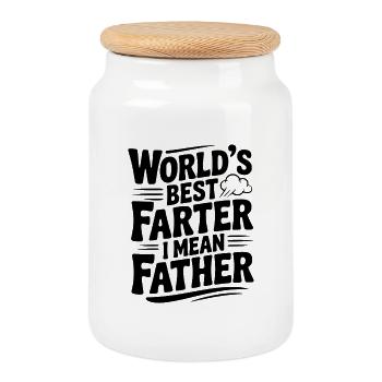 Der beste Farker der Welt, ich meine Vater - Keksdose mit Holzdeckel - Weiß - Vorne