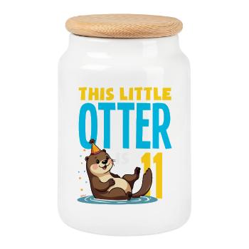 Dieser Otter ist 11 - süßes Geburtstagsmotiv - Keksdose mit Holzdeckel - Weiß - Vorne
