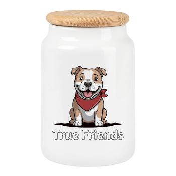 True Friends Bandana pour chien - Boîte à biscuits avec couvercle en bois - blanc - Devant