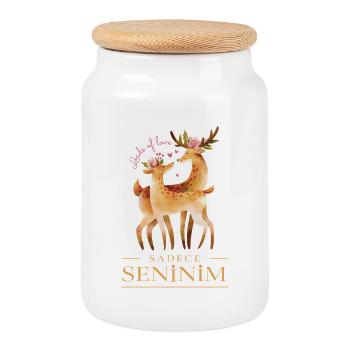 Sadece Senininim (Turkish) - I Belong Only to You - Cookie Jar with Wooden Lid - white - Front
