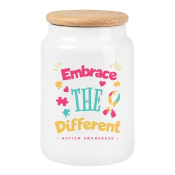 La neurodiversité est mon superpouvoir - Boîte à biscuits avec couvercle en bois - blanc - Devant