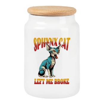 Sphynx Cat Drôle - Boîte à biscuits avec couvercle en bois - blanc - Devant
