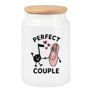 Perfect Couple Ballet Shoe Note Hearts Love - Cookie Jar with Wooden Lid - white - Front