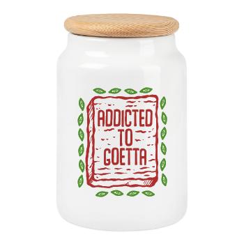 Goetta Sausage - Cookie Jar with Wooden Lid - white - Front