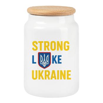 Strong Like Ukraine – Proud Ukraine Shirt - Cookie Jar with Wooden Lid - white - Front