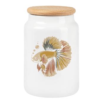 Betta Color Explosion Fish - Cookie Jar with Wooden Lid - white - Front
