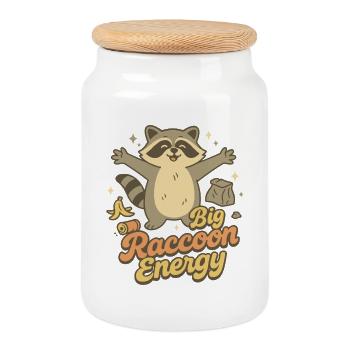Big Raccoon Energy Humour rétro - Boîte à biscuits avec couvercle en bois - blanc - Devant