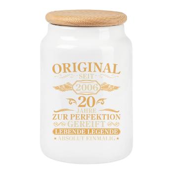 Original 2006 Jahrgang 20. Geburtstag Geschenk - Keksdose mit Holzdeckel - Weiß - Vorne