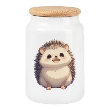 Igel - Keksdose mit Holzdeckel - Weiß - Vorne