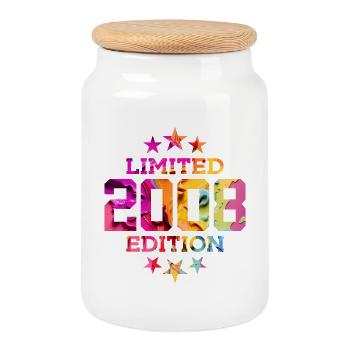 LIMITED EDITION 2008 18TH BIRTHDAY - Cookie Jar with Wooden Lid - white - Front