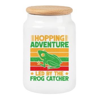 Frog Catcher Hopping Adventure Frog - Keksdose mit Holzdeckel - Weiß - Vorne