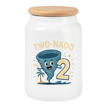 TWO NADO 2 Cadeau de fête d’anniversaire - Boîte à biscuits avec couvercle en bois - blanc - Devant