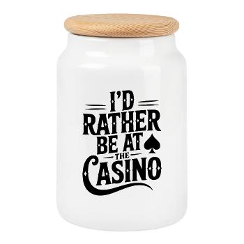 Ich wäre lieber im Casino - Keksdose mit Holzdeckel - Weiß - Vorne