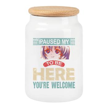 J’ai mis en pause mon anime préféré pour être ici - Boîte à biscuits avec couvercle en bois - blanc - Devant