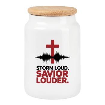 Storm Loud Savior Louder Praise - Cookie Jar with Wooden Lid - white - Front