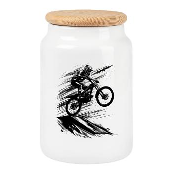 VTT Art VTT - Boîte à biscuits avec couvercle en bois - blanc - Devant