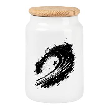 Surfen Energisch Surfer Design Surfen - Keksdose mit Holzdeckel - Weiß - Vorne