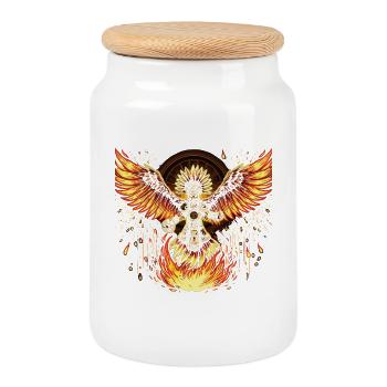 Guerrier Phénix aux Ailes de Flamme Aztèques - Boîte à biscuits avec couvercle en bois - blanc - Devant