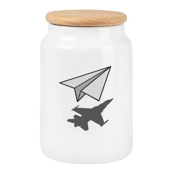 Avion en papier Ingénieur aéronautique Aviation Cadeau - Boîte à biscuits avec couvercle en bois - blanc - Devant