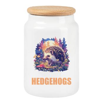 Igel - Keksdose mit Holzdeckel - Weiß - Vorne