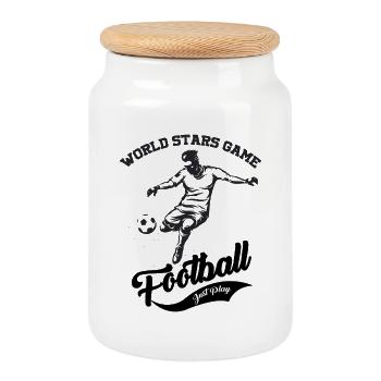World Stars Football – Just Play Design - Keksdose mit Holzdeckel - Weiß - Vorne