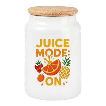 Juice Mode: ON – Fruity Summer Motif - Cookie Jar with Wooden Lid - white - Front