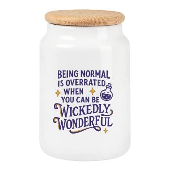Halloween - Witch - Cookie Jar with Wooden Lid - white - Front